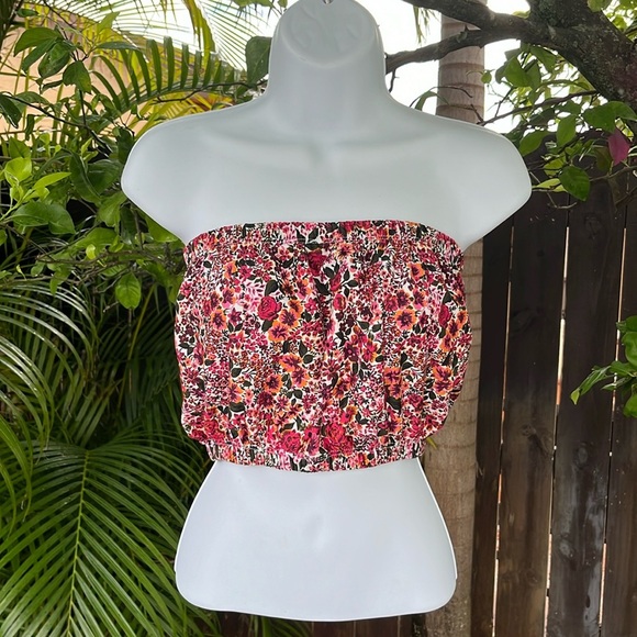 TOPSHOP Floral Print Bandeau Top size 6 - Picture 3 of 9